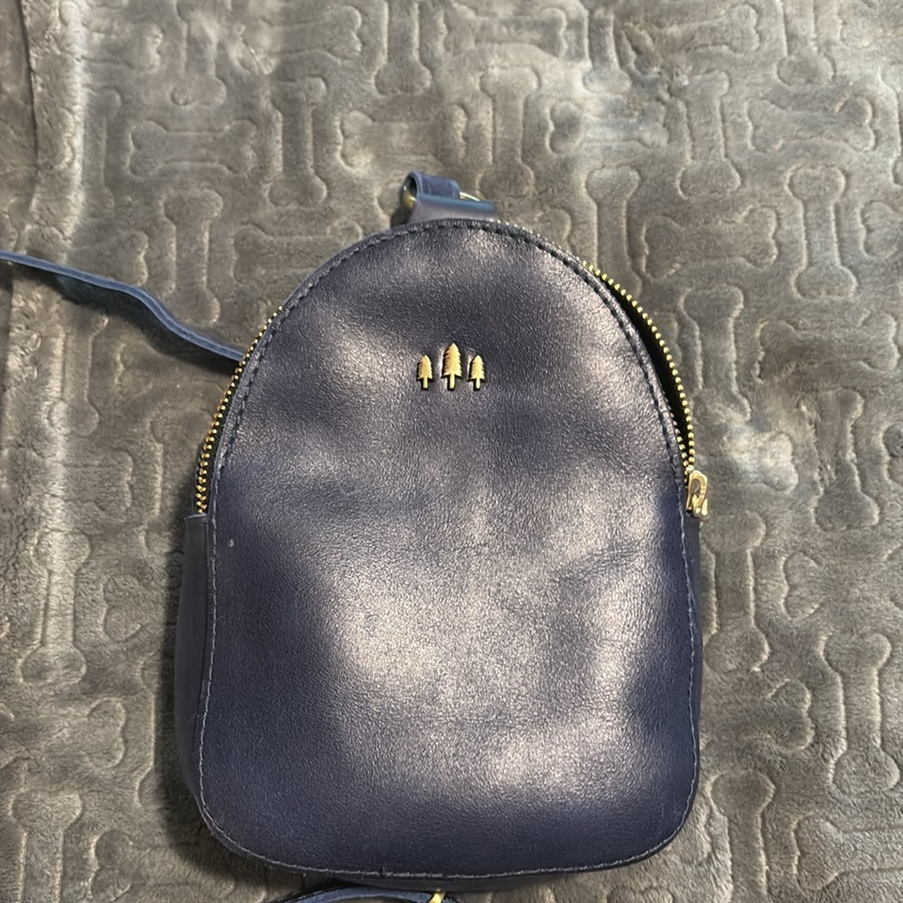 Portland Leather Mini Bag in Navy Blue